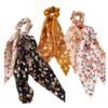 5 Pcs Floral Ribbon Scrunchies Plum Blossom Hair Bow Scarf Scrunchies Polyester Hair Ties view 1