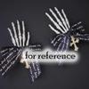 1 Pair Handmade Black Skull Finger Skeleton Hair Clips Halloween Gothic Hair Clips Bow Ribbon Cross Hair Accessories view 4