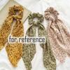 5 Pcs Floral Hair Ribbon Scrunchies Flowers Hair Bow Scarf Scrunchies Polyester Hair Ties view 3