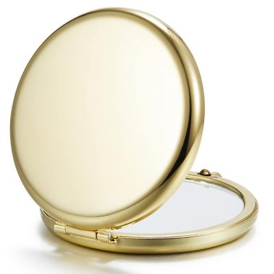 Getinbulk Compact Mirror Bulk, Pack of 6 Double-Sided 1X/2X Magnifying Metal Makeup Mirrors(Round, Gold)