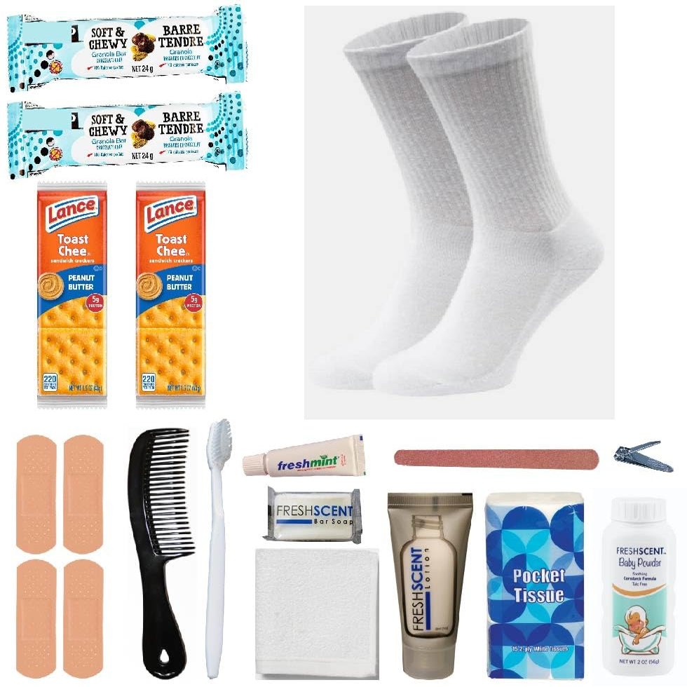 Homeless Care Package Supplies: 18 Piece Care Kit - Bulk Case of 25 Kits