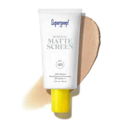 Supergoop! Mineral Mattescreen (SPF 40) - 45 mL - Mineral, Oil-Free Broad Spectrum Sunscreen - Smooths Skins Appearance, Minimizes Pores & Controls Shine - Water & Sweat Resistant