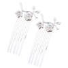 5 Pcs Silver Tone Mini Metal Side Comb Plum Blossom Hanfu Decorative Hairpin Chinese Style Wedding Veil Hair Clip Comb Hair Pin view 1