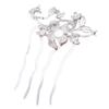 2 Pcs Vintage Silver Metal Side Comb Flower Leaves Chinese Style Wedding Veil Hair Clip Comb Hanfu 4 Teeth Hairpin Updo Accessory Hair Pin view 1