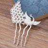 2 Pcs Silver Peacock Metal Side Comb Chinese Style Wedding Veil Hair Clip Comb Hanfu 4 Teeth Hairpin Updo Accessory Hair Pin view 2