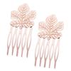 10 Pcs Mini Metal Side Comb Maple Leaf Decorative Hairpin Wedding Veil Hair Clip Comb, Rose Gold Hair Pin view 1