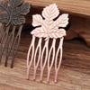 10 Pcs Mini Metal Side Comb Maple Leaf Decorative Hairpin Wedding Veil Hair Clip Comb, Rose Gold Hair Pin view 2