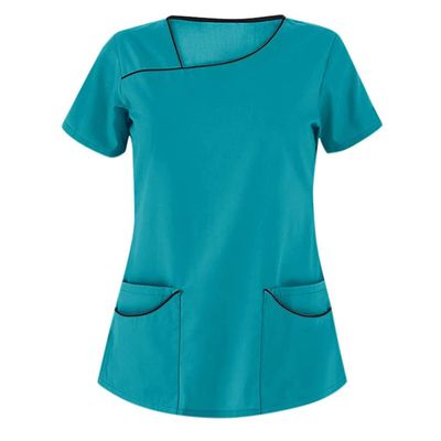 2- Pocket Scrub Crossover Top, Women Stretchy Mock Wrap Workwear for Dental, Veterinarians, Spa, Massage, Salon (Color : Green, Size : Small)