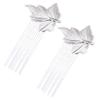 5 Pcs Mini Metal Side Comb Silver Tone Leaves Decorative Hairpin Wedding Veil Hair Clip Comb Hair Pin view 1