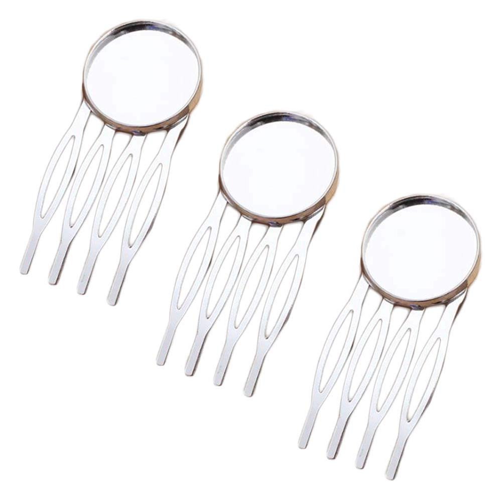 10 Pcs Silver Tone 4 Teeth Side Comb Metal Hairpin DIY Artcraft Project Decorative Comb Hair Pin