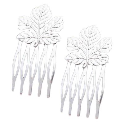 10 Pcs Silver Tone Mini Metal Side Comb Maple Leaf Decorative Hairpin Wedding Veil Hair Clip Comb Hair Pin