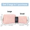 2 Pack Vegan Leather Makeup Bag Zipper Pouch Travel Cosmetic Organizer for Women (Large (Pack of 2), Orange Pink) view 2