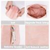 2 Pack Vegan Leather Makeup Bag Zipper Pouch Travel Cosmetic Organizer for Women (Large (Pack of 2), Orange Pink) view 3