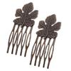 10 Pcs Retro Bronze Mini Metal Side Comb Maple Leaf Decorative Hairpin Wedding Veil Hair Clip Comb Hair Pin view 1