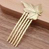 5 Pcs Mini Metal Side Comb Golden Leaves Decorative Hairpin Wedding Veil Hair Clip Comb Hair Pin view 2