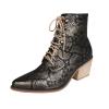 Womens Serpentine Leather Ankle Boots - Fashion Pointed Toe Lace Up Chunky Thick High Heel Short Booties Trendy Casual Outdoor Ladies Shoes view 1