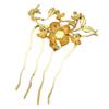 2 Pcs Golden Metal Side Comb Flower Leaves Chinese Style Wedding Veil Hair Clip Comb Hanfu 4 Teeth Hairpin Updo Accessory Hair Pin view 1