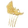 2 Pcs Golden Peacock Metal Side Comb Chinese Style Wedding Veil Hair Clip Comb Hanfu 4 Teeth Hairpin Updo Accessory Hair Pin view 1