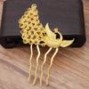 2 Pcs Golden Peacock Metal Side Comb Chinese Style Wedding Veil Hair Clip Comb Hanfu 4 Teeth Hairpin Updo Accessory Hair Pin view 2