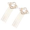 5 Pcs Chinese Style 5 Teeth Hair Combs Pins Metal Side Combs DIY Hairpins Updo Accessory, KC Gold Hair Pin view 1