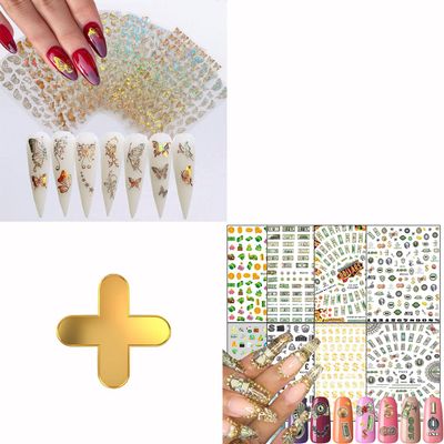 8 Sheets Butterfly Nail Art Stickers with 8 Sheets Money Nail Art Stickers