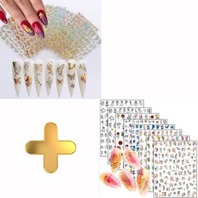 8 Sheets Butterfly Nail Art Stickers with 8 Sheets Abstract Nail Art Stickers
