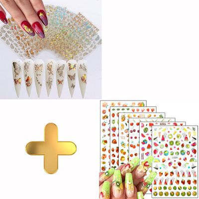 8 Sheets Butterfly Nail Art Stickers with 6 Sheets Fruits Nail Art Stickers