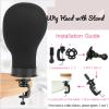 Monicass Wig Head Canvas Block Head for Wig Making Display Styling Manikin Head with Stand Mannequin Head with Mount Hole(21inch black) view 3