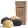 myHomeBody Natural Konjac Facial Sponges - for Gentle Face Cleansing and Exfoliation - with Turmeric Yellow and Activated Charcoal, Set of 4 view 1