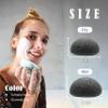 myHomeBody Natural Konjac Facial Sponges - for Gentle Face Cleansing and Exfoliation - with Turmeric Yellow and Activated Charcoal, Set of 4 view 2