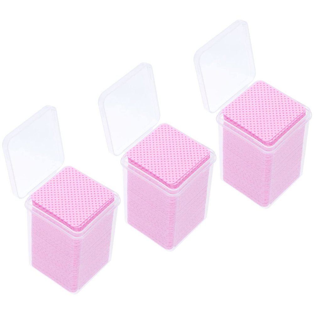 Beaupretty 600pcs Cleaning Pads Cotton Fabric Wiping Cloth for Lashes Wiping Lolita Accessories Eyelash Extension Polish Manicure Makeup Pad Pink