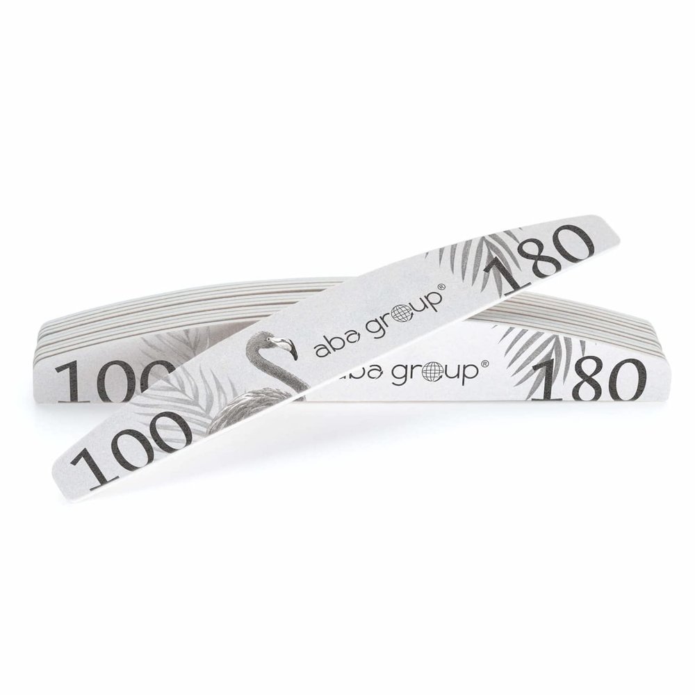 Aba Group 25 SZT. Flaming Professional Half Moon Nail Files 100/180 Standard, Individual Packaging "Safety Pack", File Set, Safe Packaging, Made in the EU