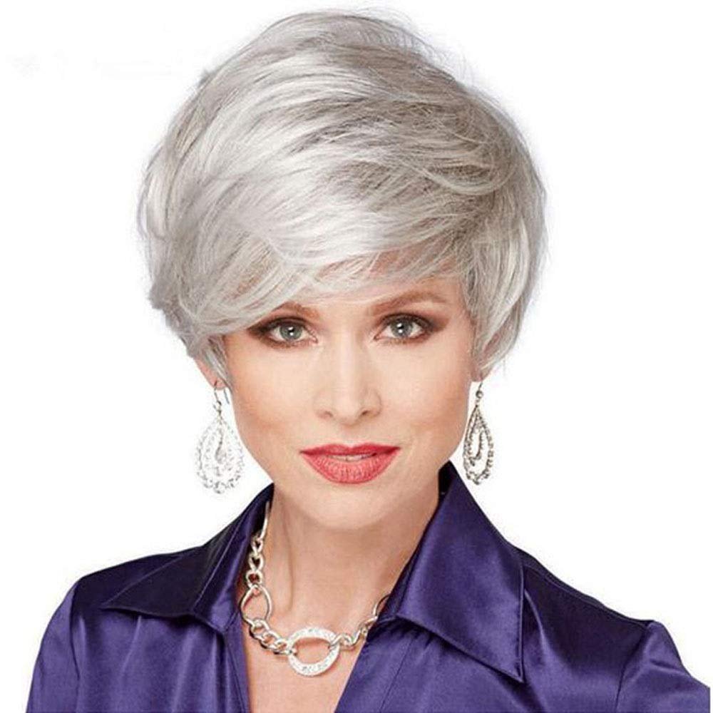 YTOOZ European and American Wig Ladies Gradient Gold Short Curly Hair Silver White Wig