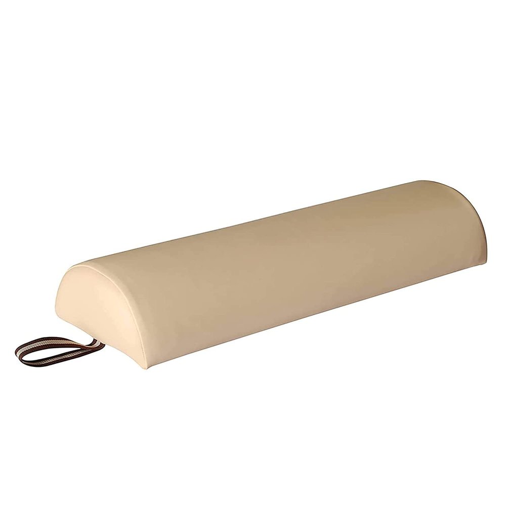 Master Massage 9 inch Large Half Round Bolster,Semi-Round Massage Bolster Pillow Cushion,100% PU Upholstery Massage Bolster (Cream)