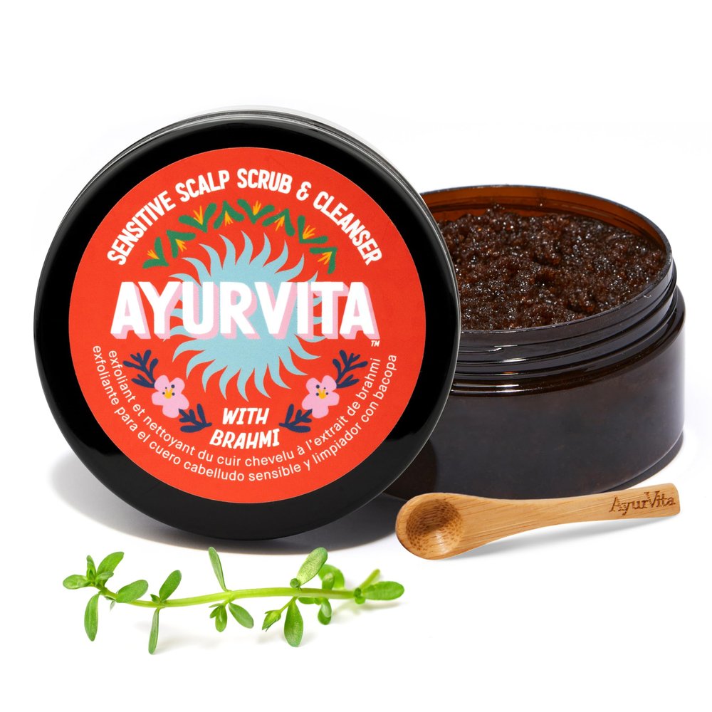 Ayurvita Brahmi Scrub & Cleanser  Deep Exfoliation & Cleansing  Best for Hair Care & Hair Growth - Instant Relief for Irritated Scalps  Restorating Ayurvedic Hair Exfoliator for Men & Women - 6.7oz
