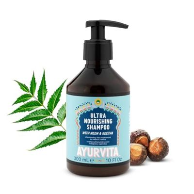 AyurVita Shampoo Daily Nourishing Shampoo Neem and Reetha Infused Suitable For All Hair Types - Moisturizing, Strengthening & Lightweight Protection Best Hair Growth Formula - 10 fl oz