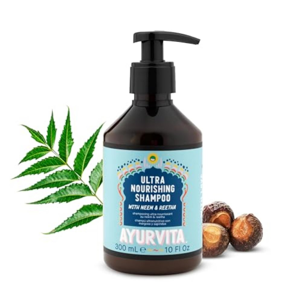 AyurVita Shampoo  Daily Nourishing Shampoo  Neem and Reetha Infused  Suitable For All Hair Types - Moisturizing, Strengthening & Lightweight Protection  Best Hair Growth Formula - 10 fl oz