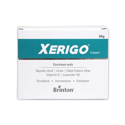 Brinton Xerigo Intense Skin Moisturizing Cream with Exfoliating Ingredients for Cracked Feet, Elbow & Knees, Prevents Moisture Loss, Non-Greasy Quick Absorbing Formula 1.7 oz.