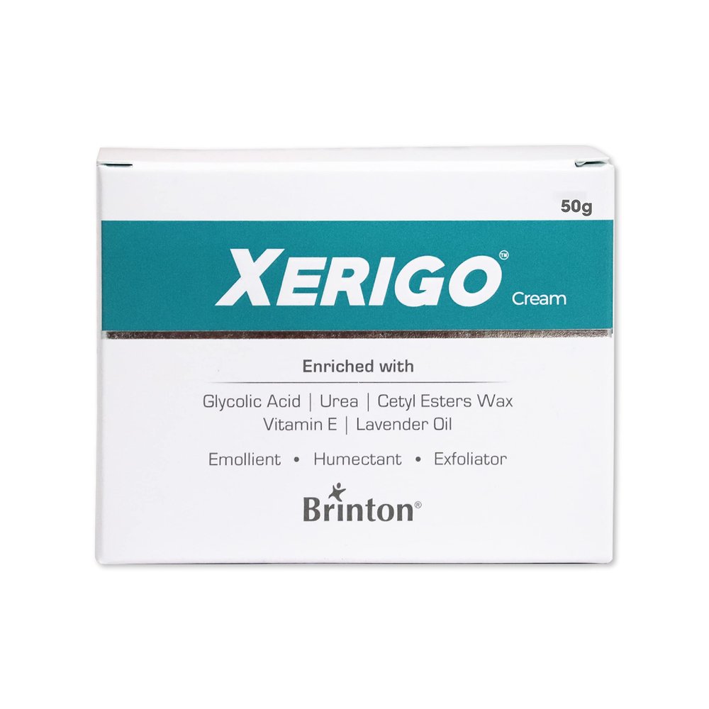 Brinton Xerigo Intense Skin Moisturizing Cream with Exfoliating Ingredients for Cracked Feet, Elbow & Knees, Prevents Moisture Loss, Non-Greasy Quick Absorbing Formula 1.7 oz.