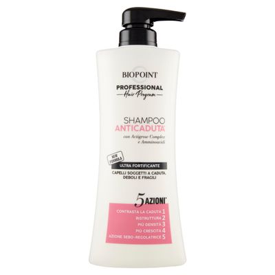 Biopoint Professional 5 Azioni Shampoo Anticaduta Ultra Fortificante, 400 ml, 13.5 Fl Oz, Made in Italy [italian import]