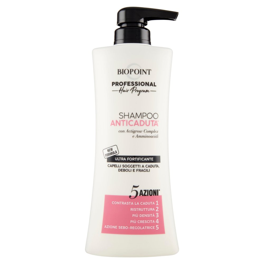 Biopoint Professional 5 Azioni Shampoo Anticaduta Ultra Fortificante, 400 ml, 13.5 Fl Oz, Made in Italy [italian import]