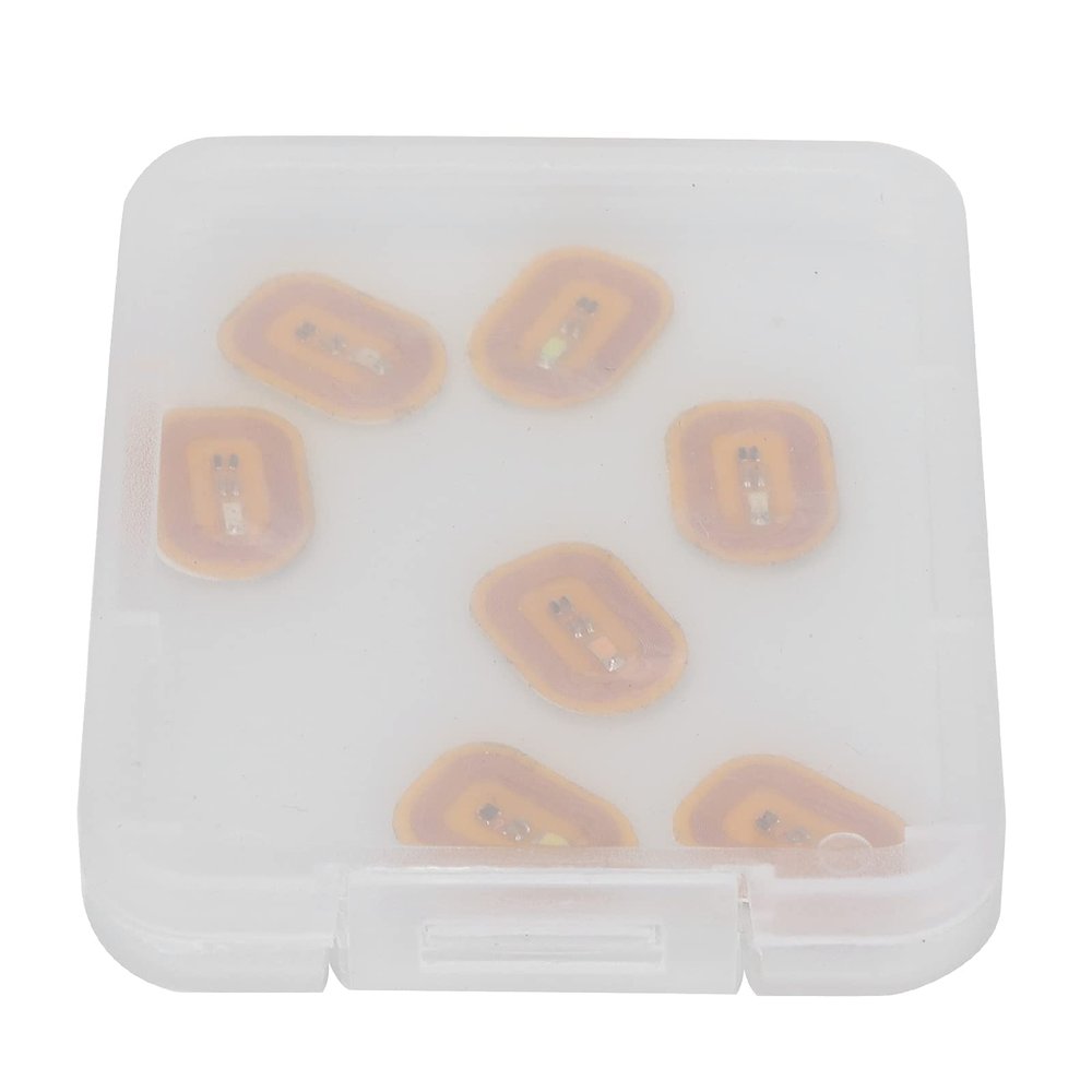 Betued NFC Nail Stickers, 7pcs Glowing LED Nail Art Stickers, Waterproof ABS Material, Modern Style, Yellow Color