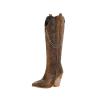 oiangi Womens Snake Print Western Boots - Fashion Back Zipper Metal Chain Chunky High Heel Mid Calf Boots Casual Trendy Stacked Heel Leather Shoes view 1