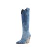 Chunky Heel Boots for Women - Fashion Snake Print Pointed Toe Back Zipper Thick High Heel Knee High Boots Comfortable Casual High Top shoes view 1