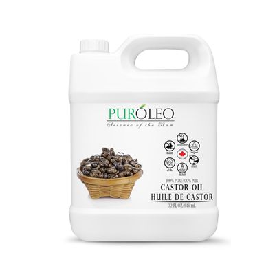 PUROLEO Castor Oil 32 Fl Oz/946 ML (Packed In Canada) 100% Pure and Natural Hair, Lash, Beard, Eyelashes & Eyebrow Oil Black castor oil for brow lashes, Make eyelash serum, hair serum for dry hair