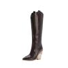 Chunky Heel Boots for Women - Fashion Snake Print Pointed Toe Back Zipper Thick High Heel Knee High Boots Comfortable Casual High Top shoes view 1