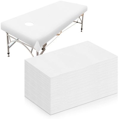 30 Pieces Massage Table Sheets 31 x 79 Inches Large Disposable Bed Table Cover Spa Bed Covers Non-woven Massage tablecloth Flat and Fitted Sheets for Waterproof Bed(White)