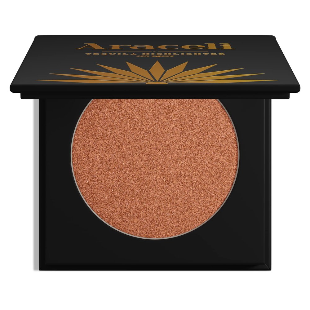 Araceli Beauty Tequila Makeup Highlighter - Ultra-Glowy Highlighter for Face and Body - Buttery Texture, Blue Agave Oil, Vegan, Cruelty-Free - Long-Wearing, Lightweight, Buildable Glow (Anejo)