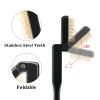 G2PLUS 2PCS Folding Eyelash Comb, Eyelash Separator Tool, Black Eyebrow Comb Metal Teeth, Eyelash Brush Tool for Lash & Brow view 3