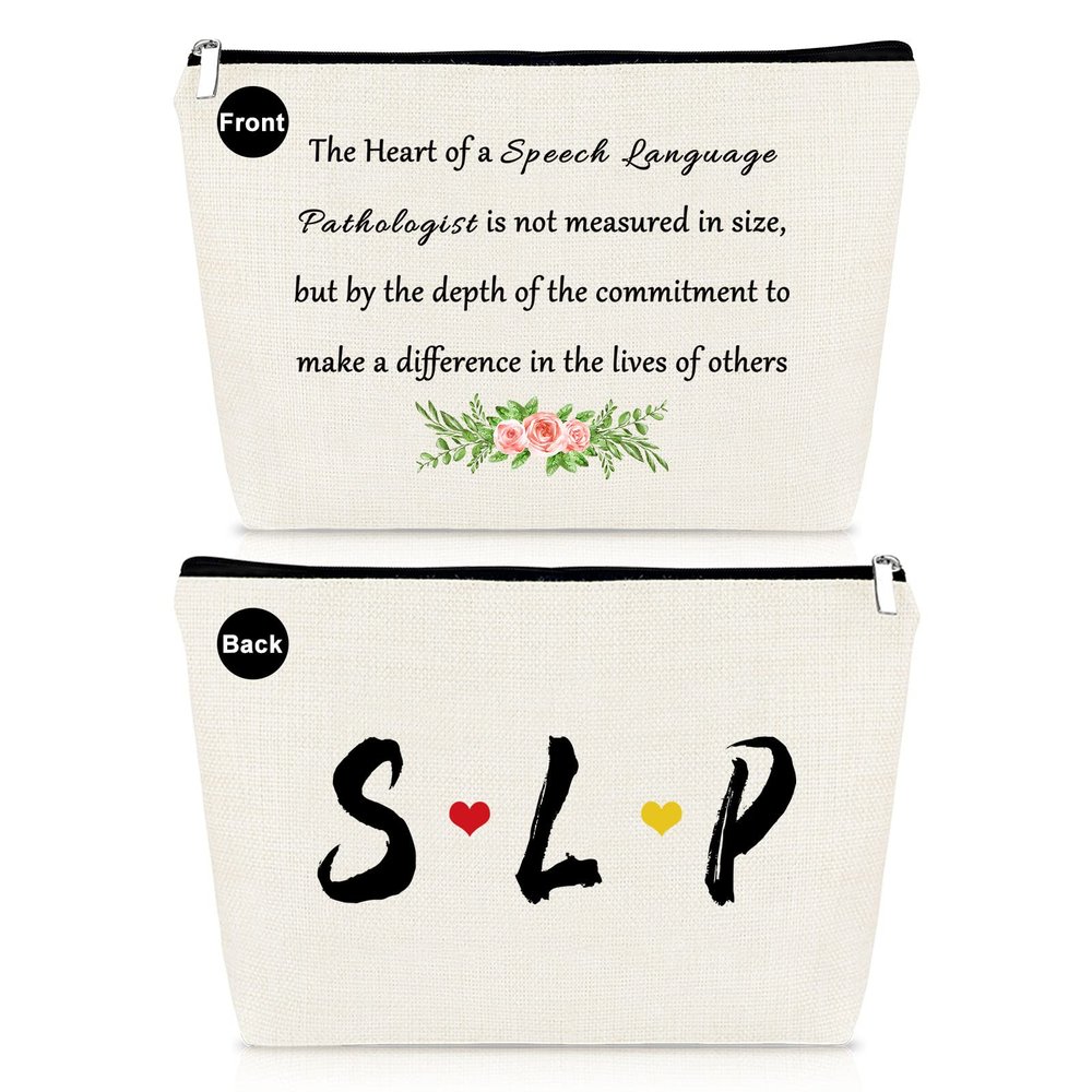 Speech Therapist Gift Makeup Bag Gift for SLP Women Speech Pathology Gifts Cosmetic Bag Pouch Speech Language Pathologist Gift Appreciation Gifts Thank You Gift Thanksgiving Gift for Speech Therapist
